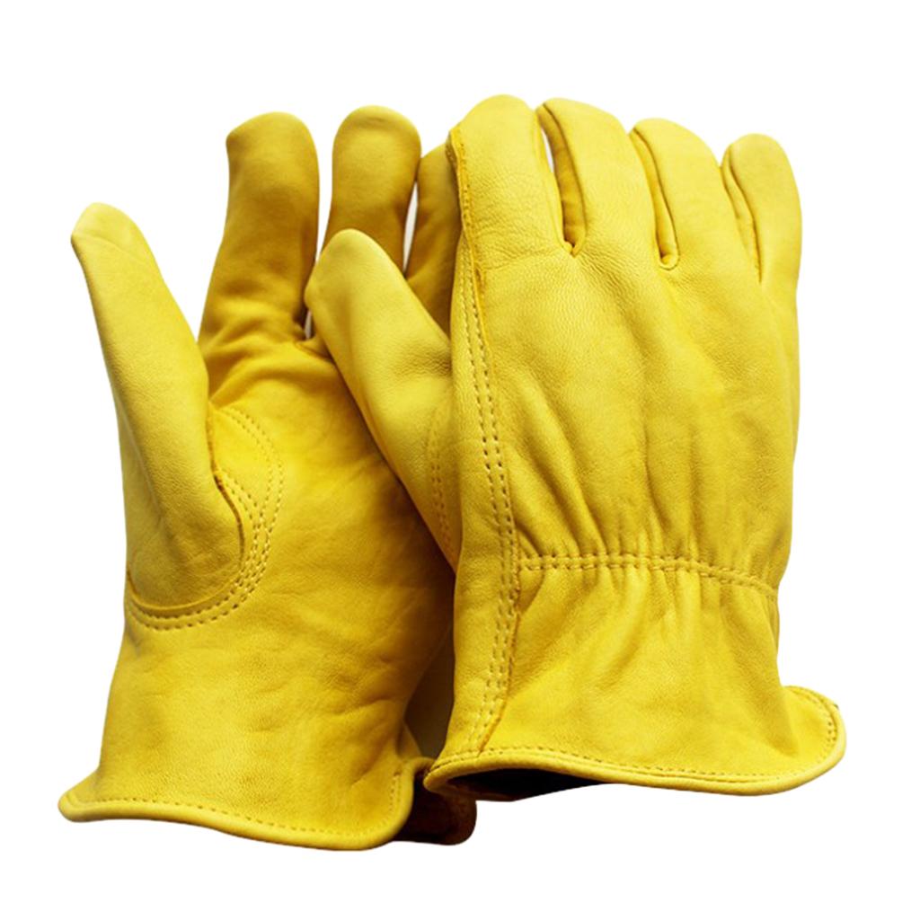 2 Pairs Durable Industrial Safety Gloves Construction Leather Work Gloves L