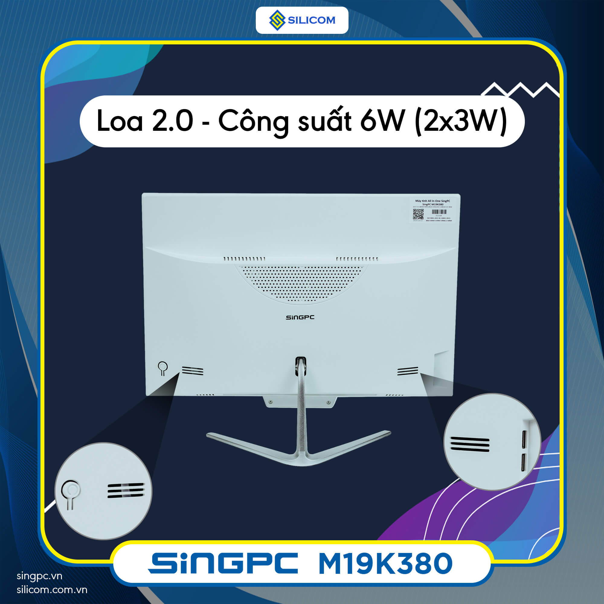 Máy tính All In One SingPC M19K380 - W -Hàng chính hãng (IntelCore i3 2.4 GHZ/DDR3 8GB/ SSD 128GB/M19K - 19&quot; HD+/Wifi/Bluetooth/Loa/Camera/Windows 10 Pro (bản quyền))