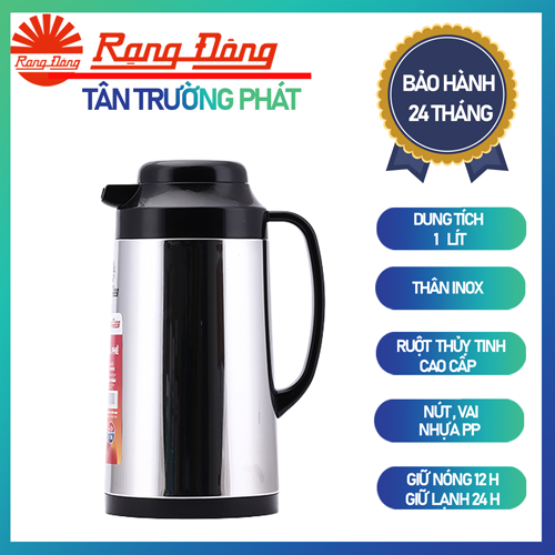 Phích đựng nước nóng 1 lít, bình thuỷ có nút ấn Rạng Đông, pha cafe, cao cấp, Model RD 1040 ST2