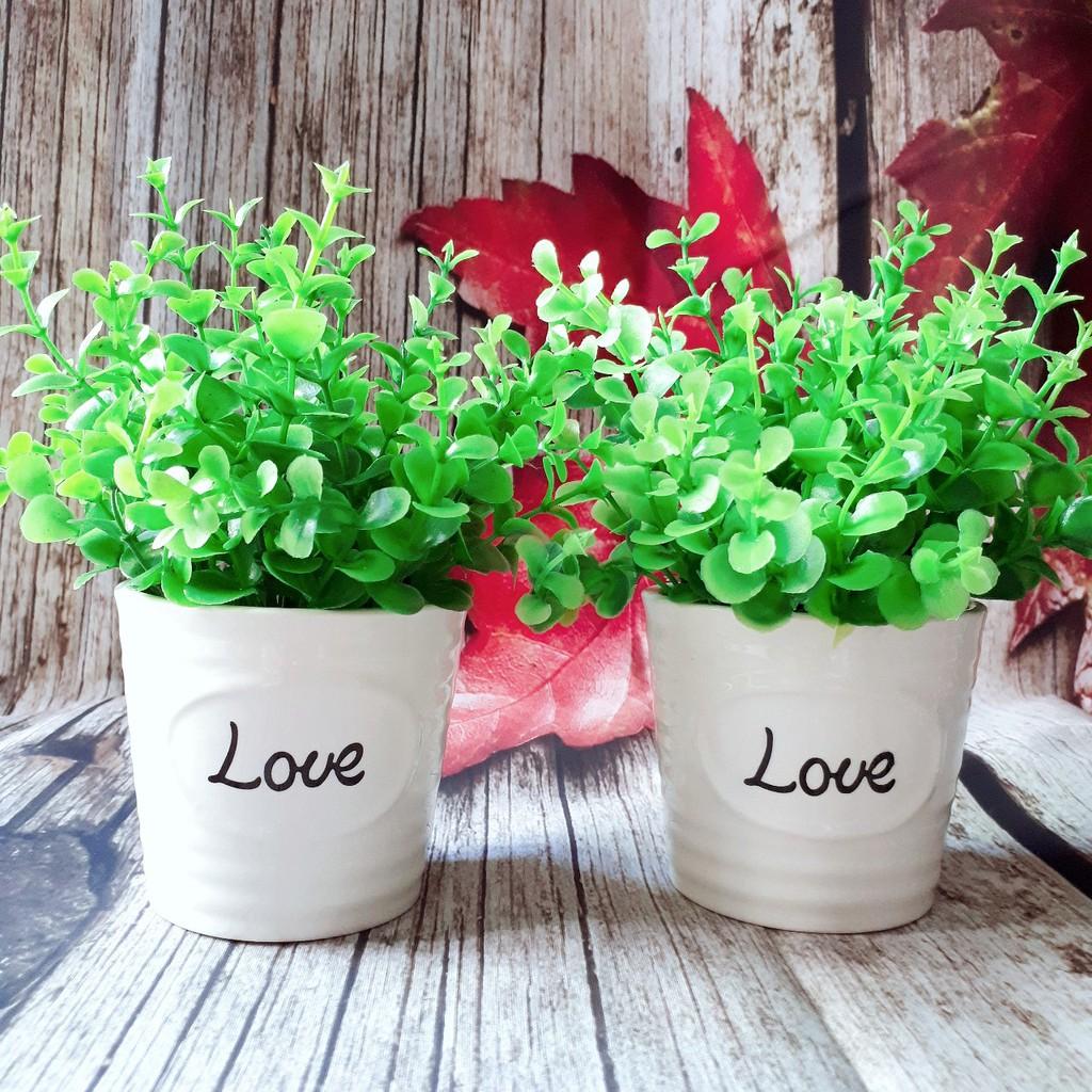 Combo 2 chậu hoa giả chữ LOVE