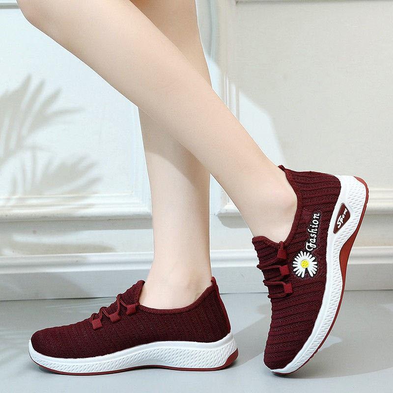 Giày sneaker thể thao nữ đế độn 5cm thời trang hàn quốc thêu bông cúc 000138