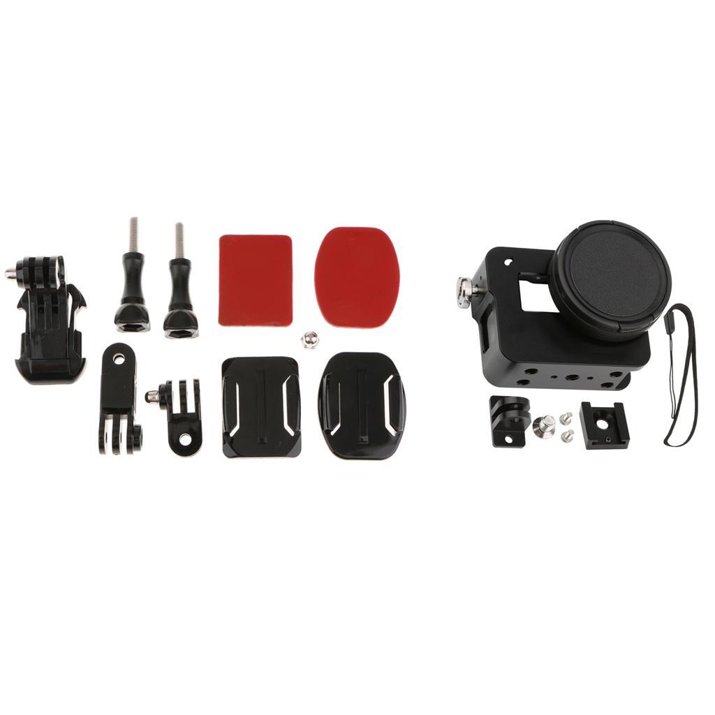 Alloy Rig Housing Case Frame With 52mm UV Filter + Helmet Adhesive Mount Set For GoPro Hero 5 Camera