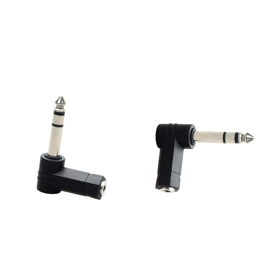 2pcs 3.5mm Stereo Jack Socket to 6.35mm Plug Microphone Angle Adapter