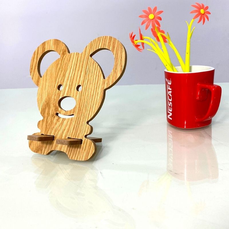 Giá Đỡ Điện Thoại, Máy Tính Bảng Bằng Gỗ MDF Phủ Melamin Hình Con Chuột Kích Thước 16.5cm x 15.6cm