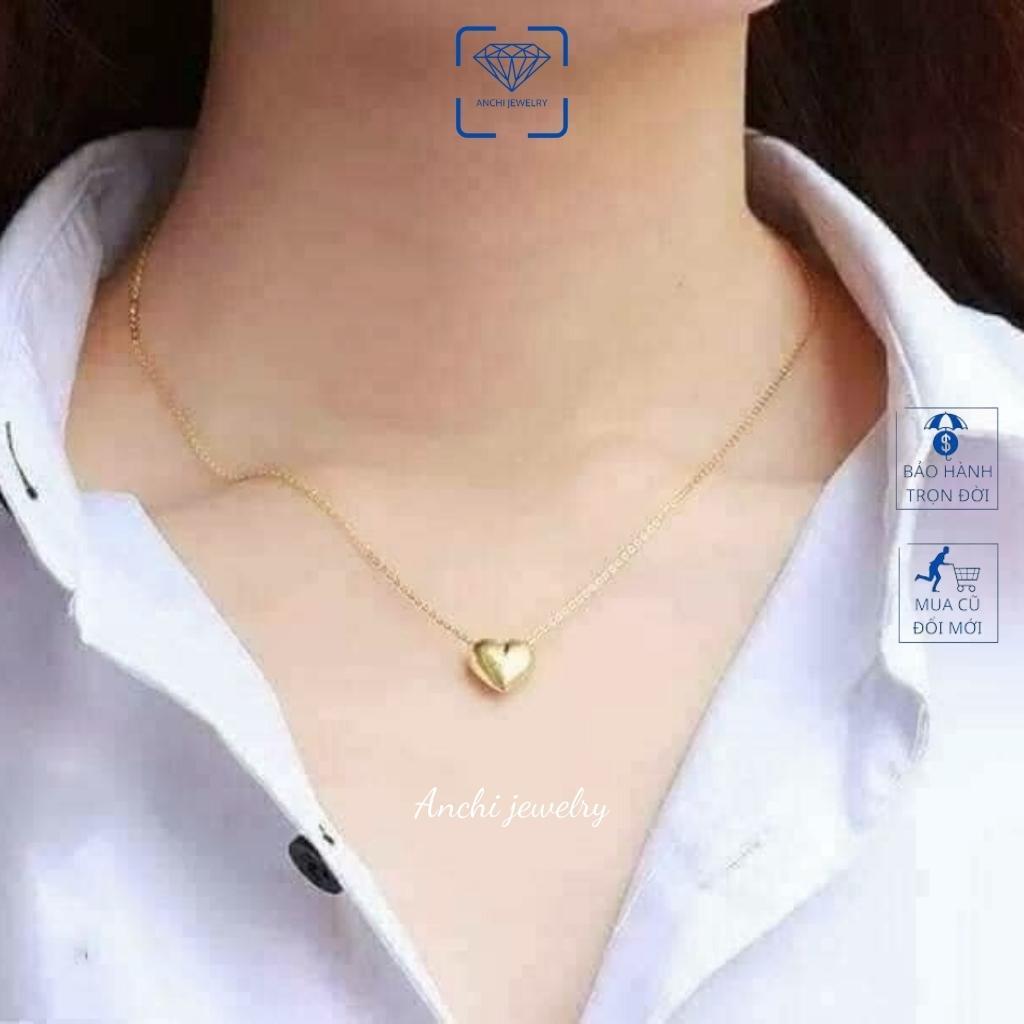 Dây chuyền nữ vàng mặt tim nhỏ 10k khắc tên miễn phí, Anchi jewelry