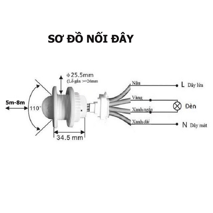 Bộ công tắc cảm biến chuyển động DC1 công tắc cảm biến chuyển động tự động bật đèn