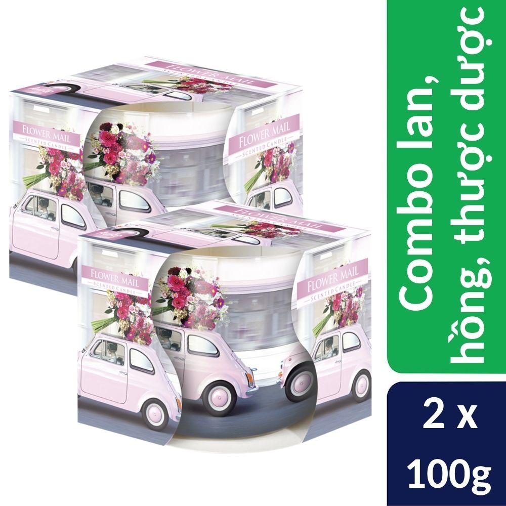 Combo 2 ly nến thơm Bispol nhập khẩu Châu Âu Flower Mail 100g - lan, hồng, thược dược