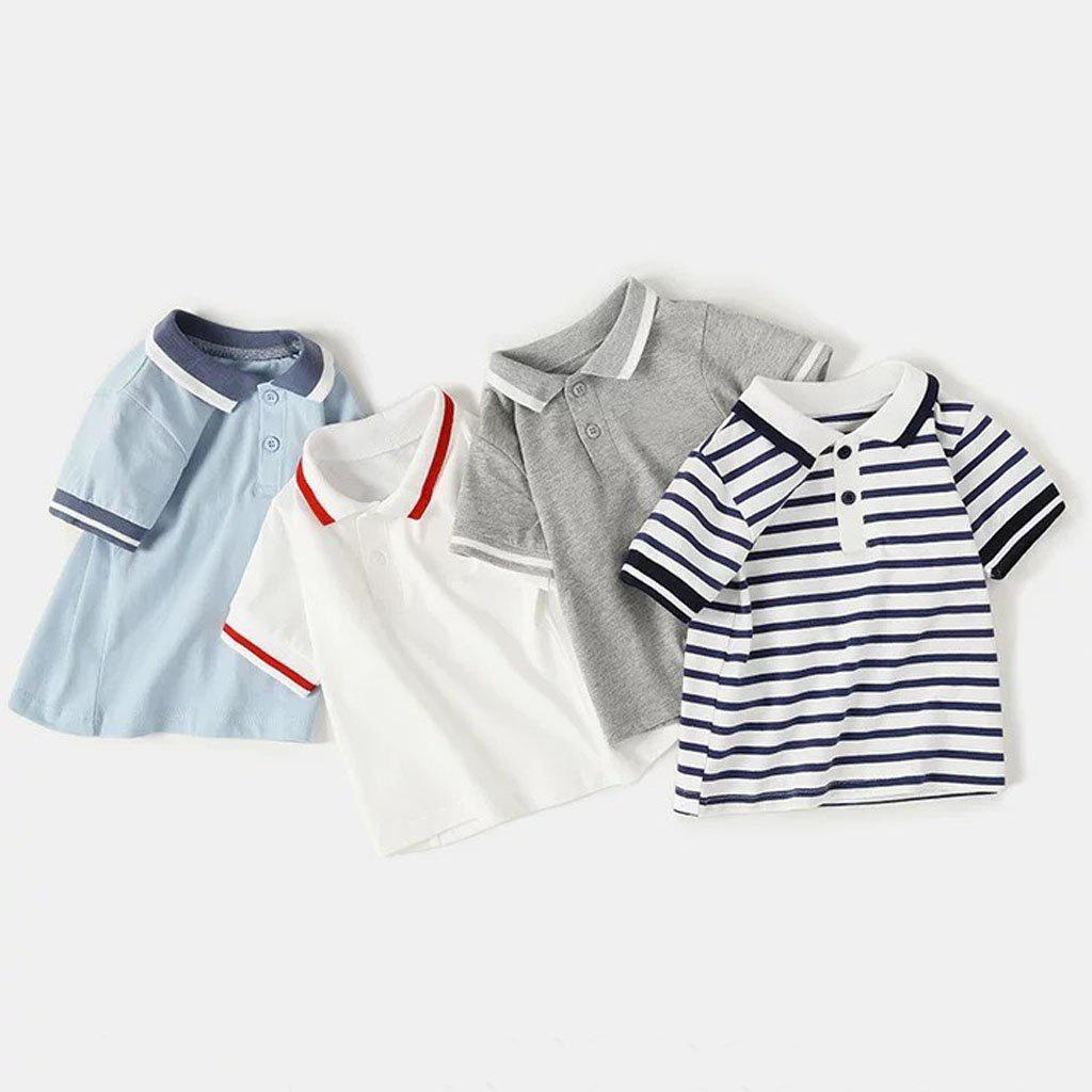 Áo Polo Cổ Kẻ cho bé Chất cotton cao cấp, áo phông cộc tay bé trai có cổ họa tiết trơn - SUMO KIDS