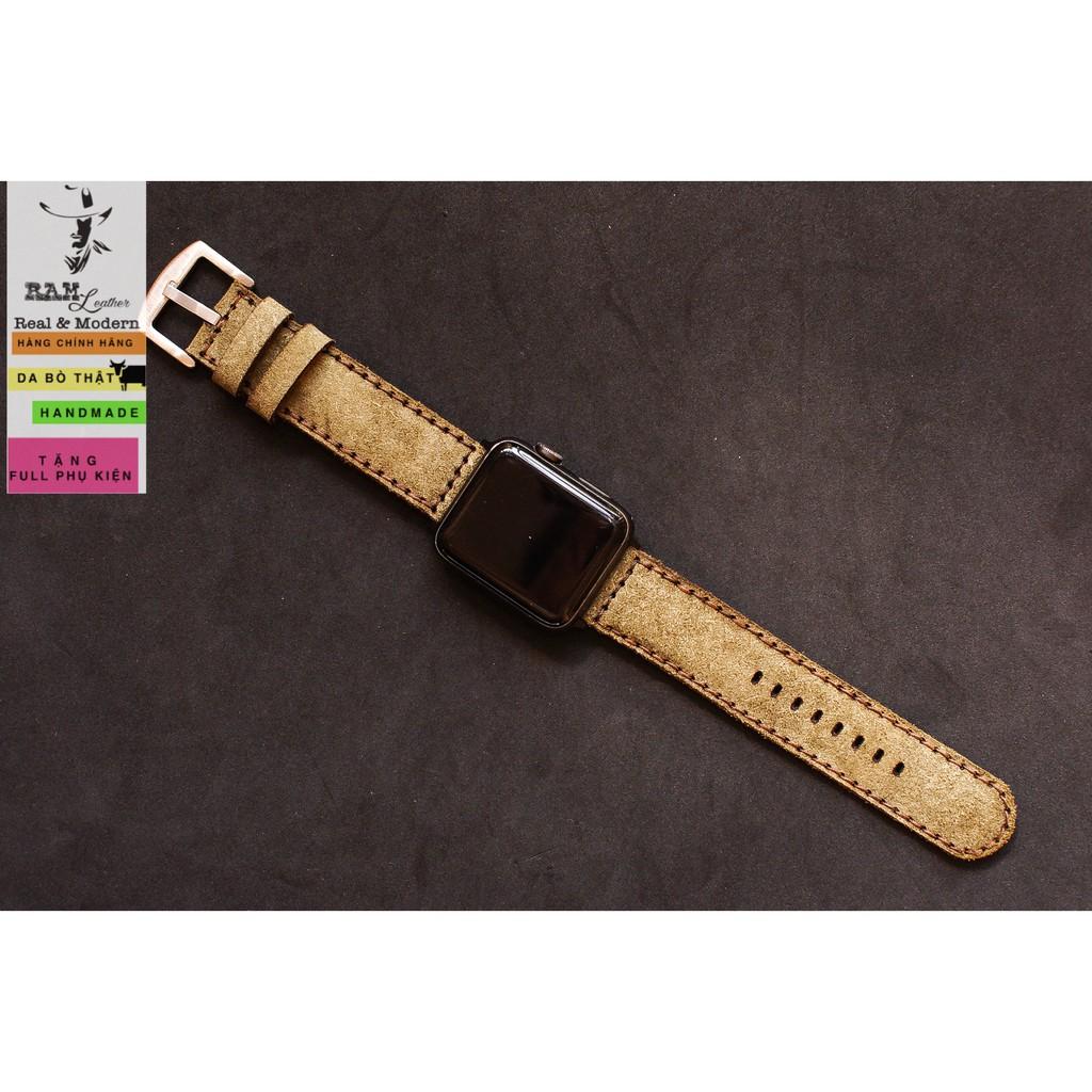 Dây apple watch da bò lộn xanh RAM Bauhaus bền chắc