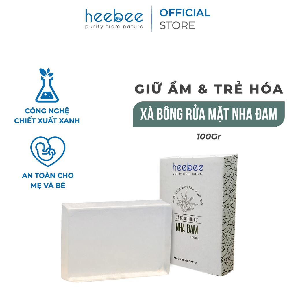 Xà Bông Rửa Mặt Hữu Cơ Nha Đam Heebee Dưỡng Ẩm, Chống Lão Hóa – Aloe Vera Natural Soap Bar 100gr