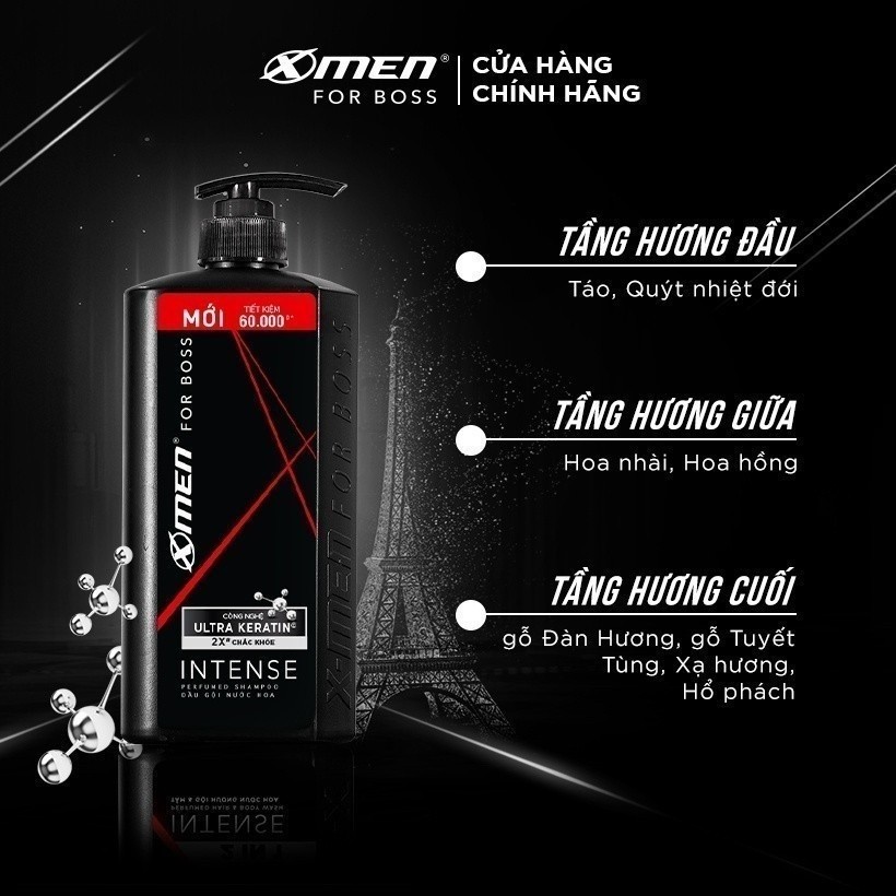 Dầu gội nước hoa X-Men For Boss 850g Intense/Legend - Hương nước hoa châu Âu