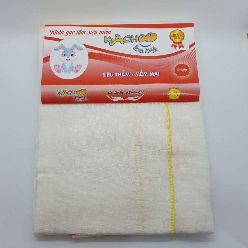 Hình ảnh Khăn tắm siêu mềm 3 lớp KACHOOBABY 100% cotton, bịch 2 cái (75x84cm) dùng để lau người, quấn bé, choàng bé khi ra ngoài