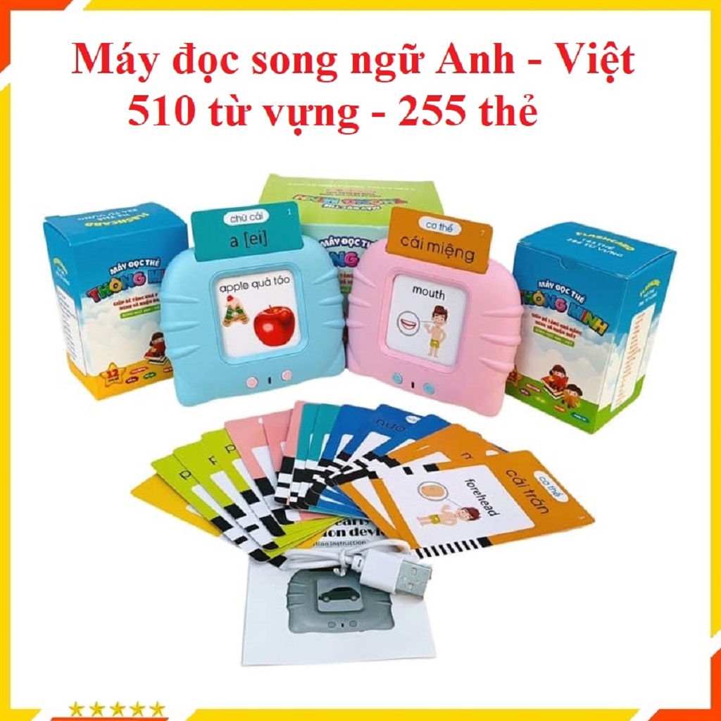 Máy đọc thẻ song ngữ Anh Việt, Máy đọc thẻ tiếng Anh loại 255 thẻ Flashcard 510 từ vựng