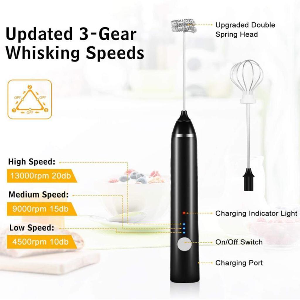 USB Rechargeable Milk Frother Handheld Electric 3