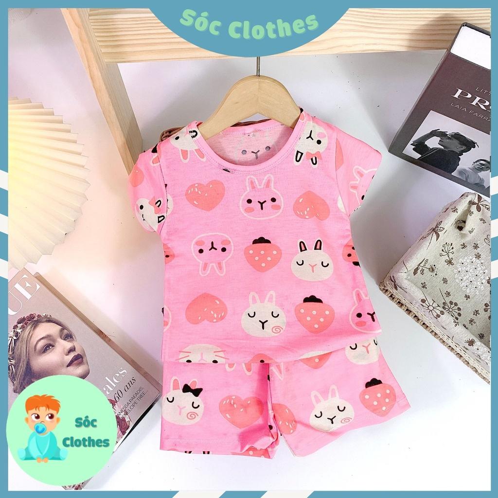 Bộ Cộc Tay Cotton 4 Chiều Cho Bé Gái 8-18kg