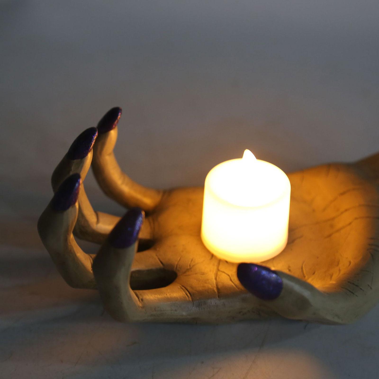 Halloween Tealight Candle Holder Halloween Decoration Hand Shape Creative Pillar Candle Stand for Haunted House Room Decor
