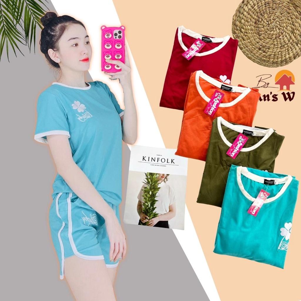 Đồ bộ đùi thun By An's W bộ mặc nhà nữ thêu chữ Lucky co giãn thoáng mát - Có size đến 85kg