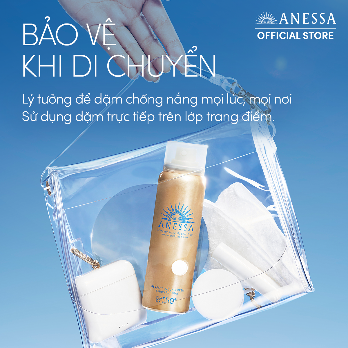 Kem chống nắng dạng xịt dưỡng da bảo vệ hoàn hảo Anessa Perfect UV Sunscreen Skincare Spray SPF 50+ PA++++ 60g