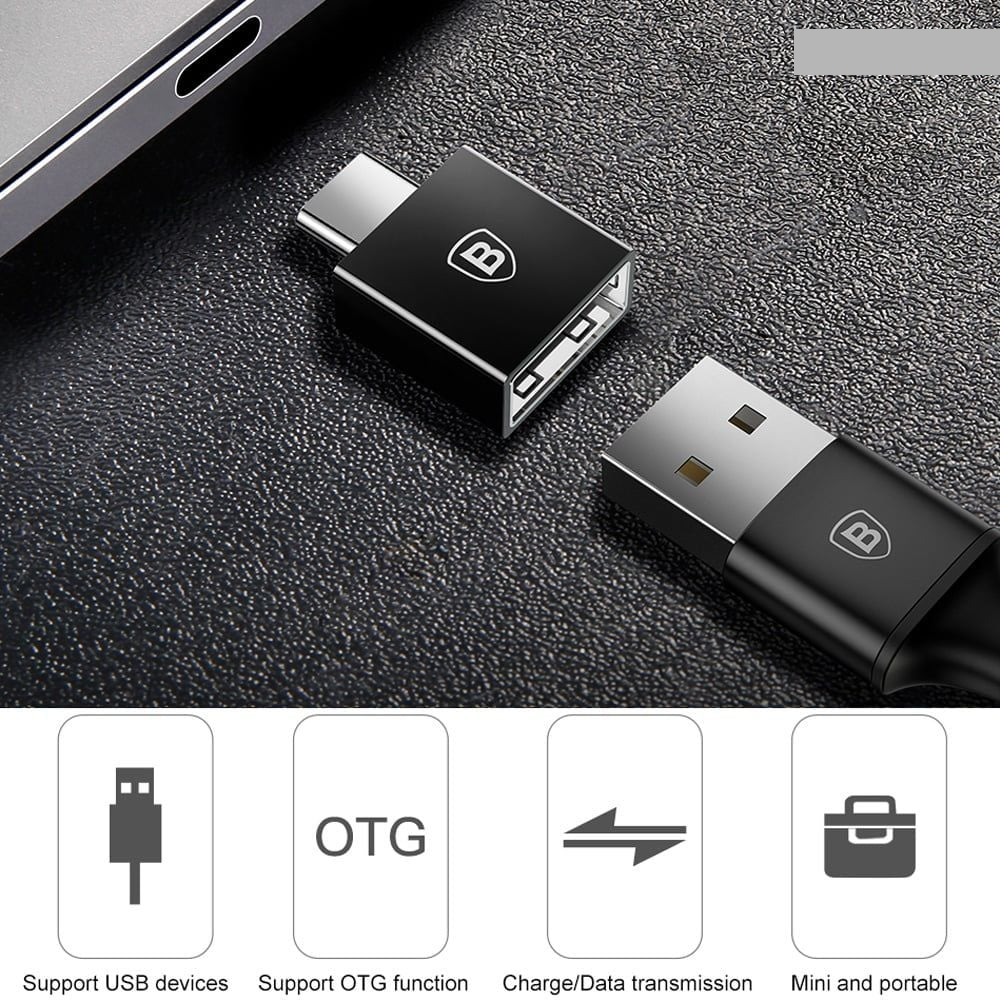 Đầu chuyển OTG USB Type C sang USB Full size Baseus (TYPE C Male to USB Female Cable Adapter Converter)( hàng chính hãng)