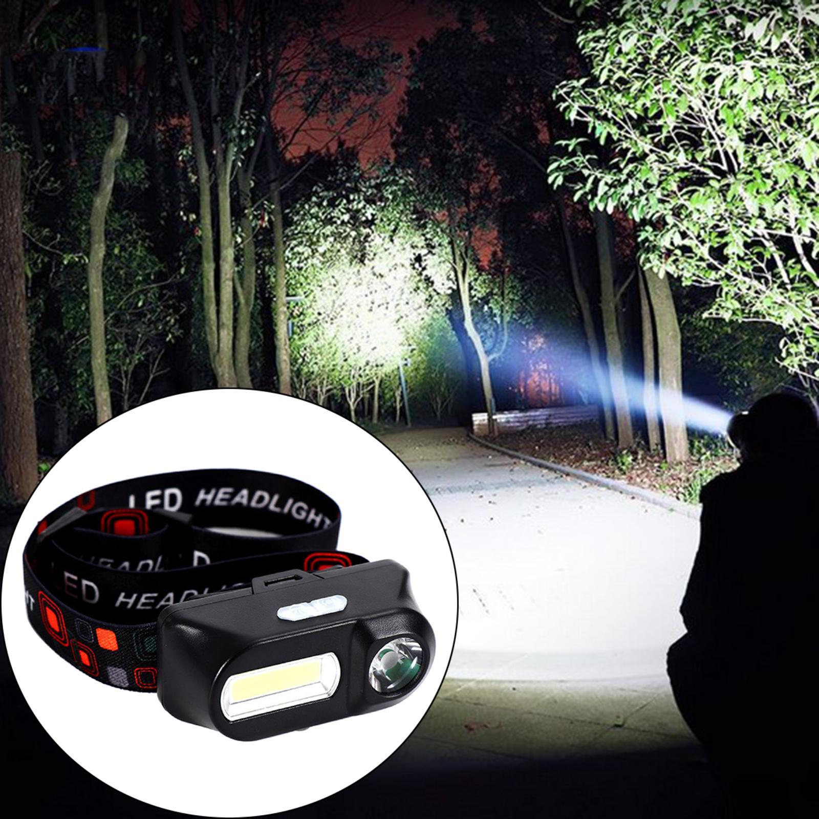 2x LED Outdoor Headlight USB Outage Head Torch Head Light Emergency Headlamp