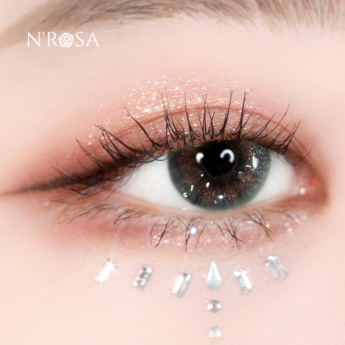 Lens xám có độ cận N’Rosa Fantasy Gray cho mắt thở cao cấp Angel Eyes phân phối | Độ cận: 0-8 | Chất liệu Silicone Hydrogel