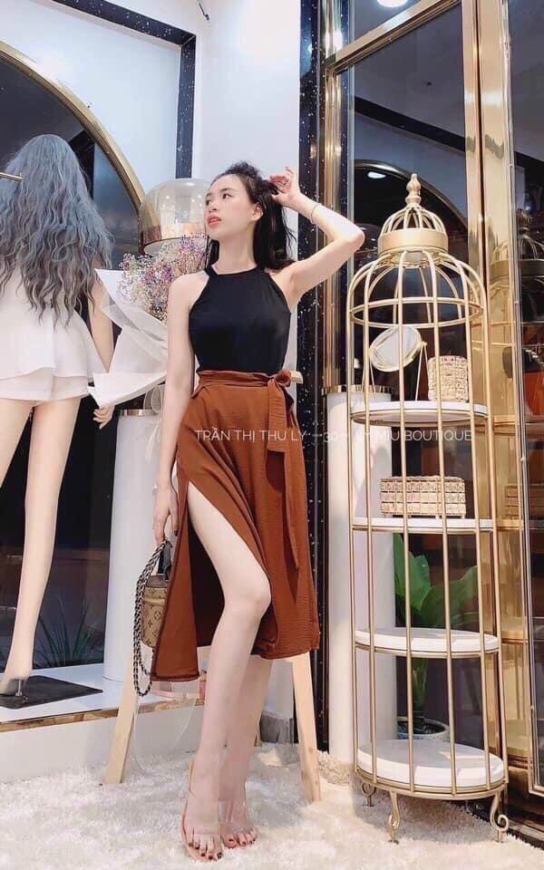 Set áo và chân váy xẻ tà cực quyến rũ