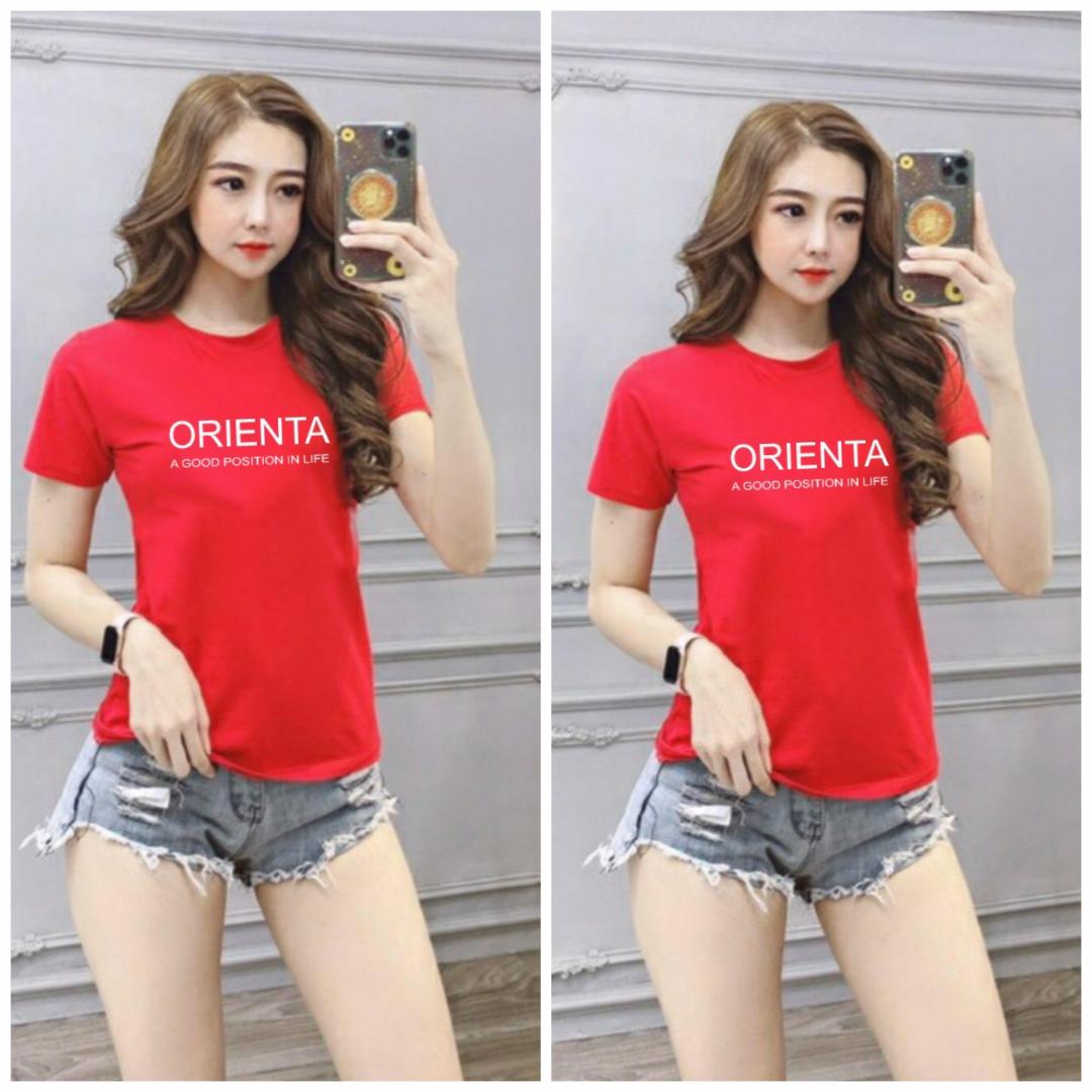 Áo thun nữ MXM form suông vừa thun cotton 4 chiều in chữ ORIENTA từ 40-55kg ( ANU013 )