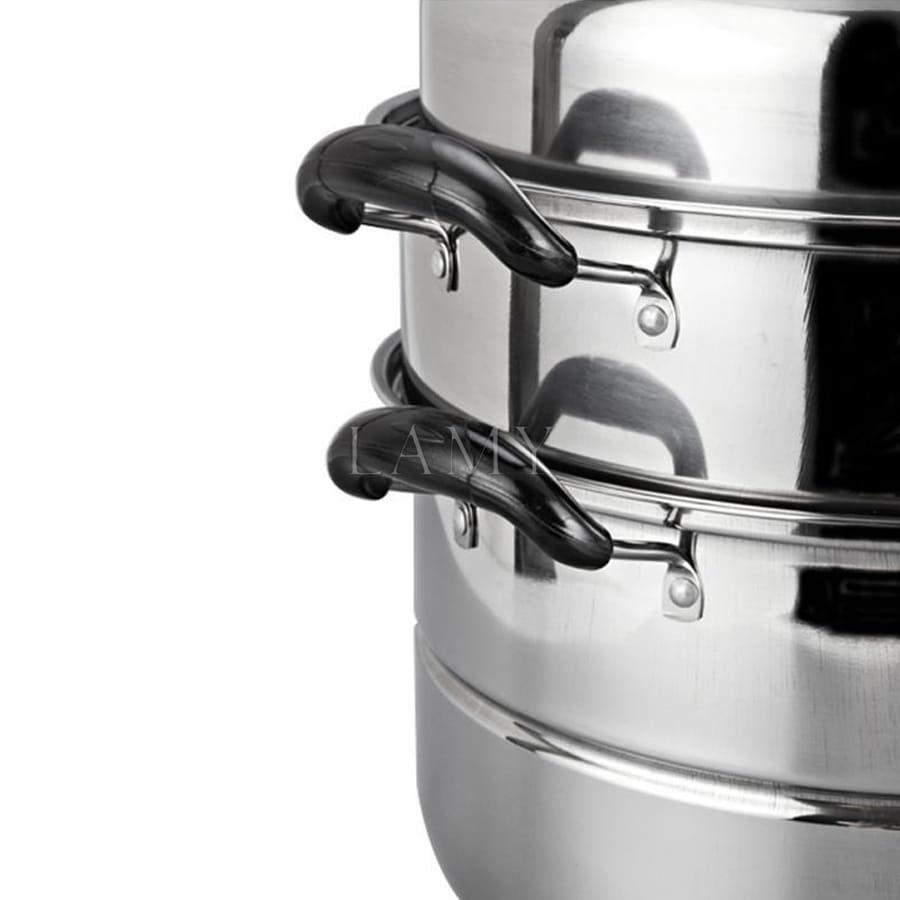 Nồi Hấp Inox Đa Năng 3 TẦNG 28CM Dùng Cho Cả Bếp Từ Và Bếp Ga Thiết Kế Hiện Đại Tiện Dụng