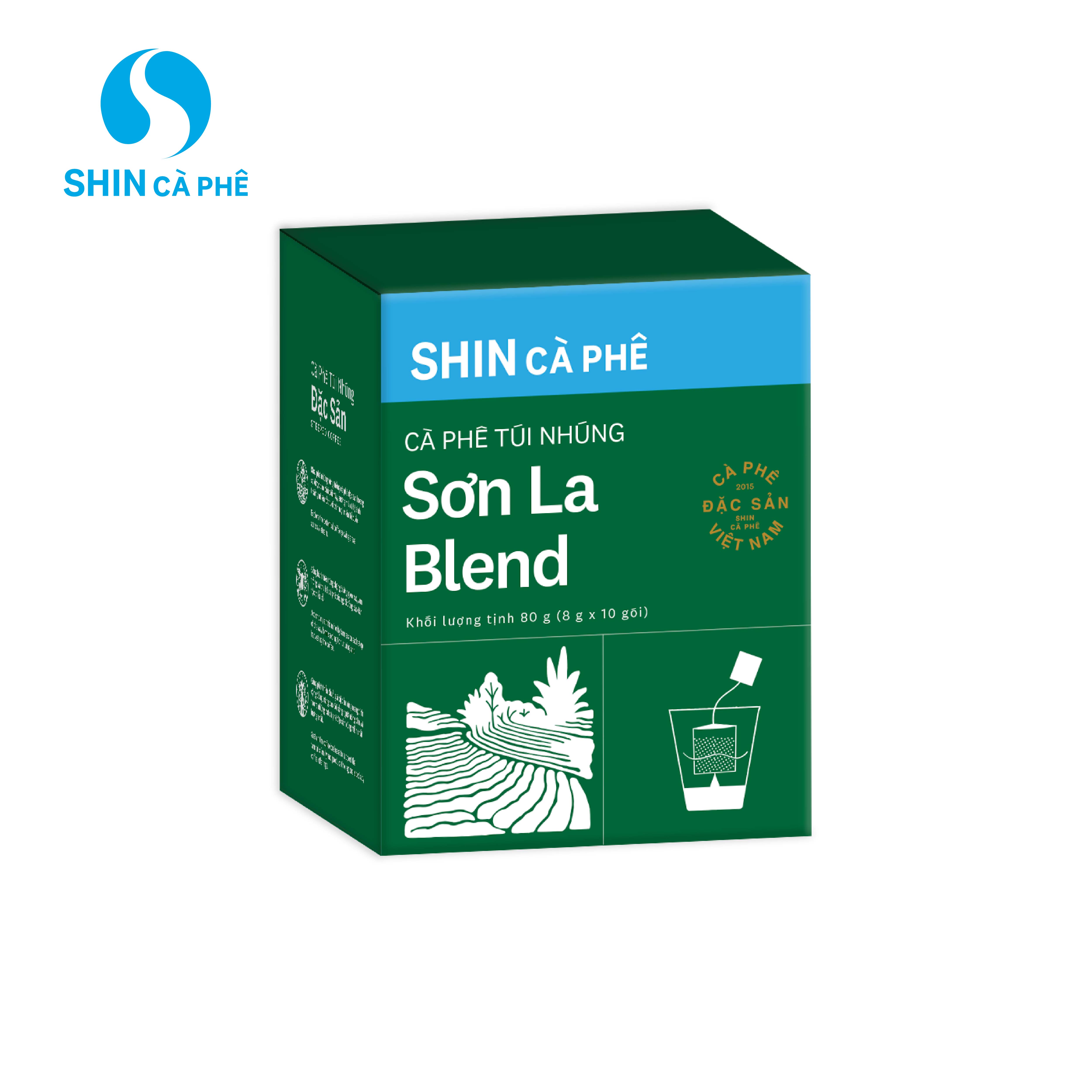 SHIN Cà Phê - Cà phê túi nhúng đặc sản Sơn La Blend hộp 10 gói