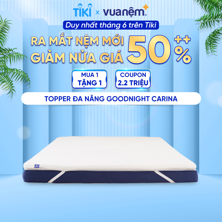 Nệm topper tiện nghi memory foam cao cấp Goodnight Carina siêu mát, bọc vải tản nhiệt 3 inch Ultra