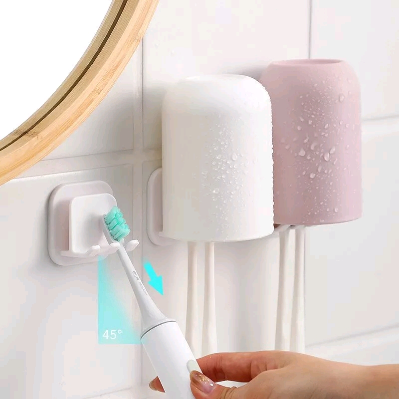 Giá - Móc Nhựa Dán Tường Treo Bàn Chải Đánh Răng Và Úp Cốc Gắn Tường Nhà Tắm Giúp Luôn Khô Ráo, Sạch Sẽ, Takyhome 4013