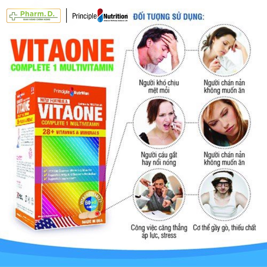 Viên Uống PRINCIPLE NUTRITION VITAONE Bổ Sung Vitamin Tổng Hợp Và Khoáng Chất Cần Thiết (Hộp 60+5 Viên)