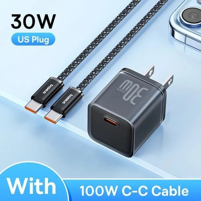 Bộ sạc nhanh Baseus GaN5S Fast Charger 1C 30W Cho iPhone 15 14 13 Pro Max (Nhỏ gọn, sạc nhanh PD/Quick Charge)- Hàng nhập khẩu
