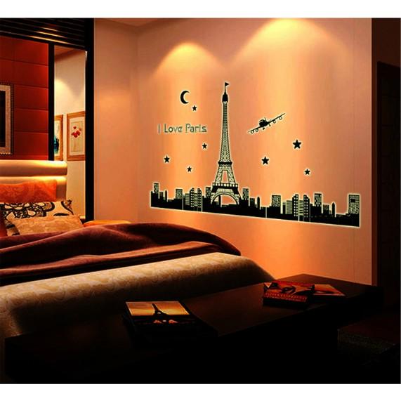 Decal trang trí tường - I LOVE PARIS - DẠ QUANG