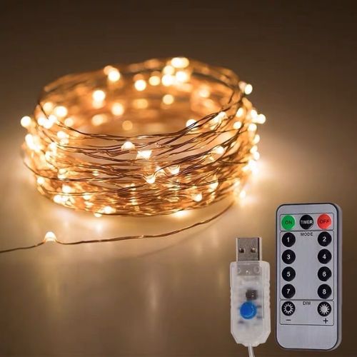 Đèn led dây kẽm fairy light trang trí có remote chỉnh được 8 chế độ nháy sử dụng usb