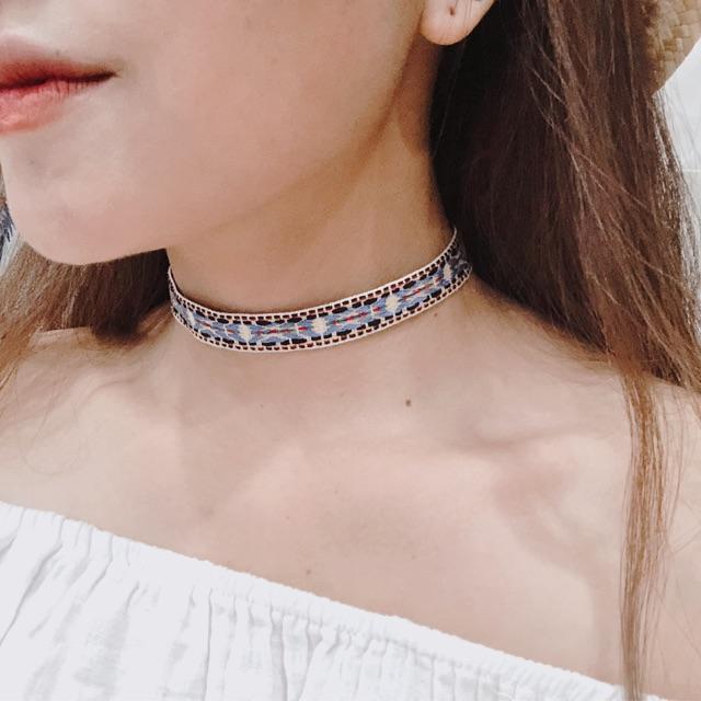 Vòng cổ boho vintage xinh xắn - Choker thổ cẩm