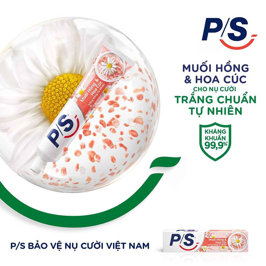 Bộ 3 Kem đánh răng P/S Muối Hồng &amp; Hoa Cúc Trắng răng tự nhiên 230G