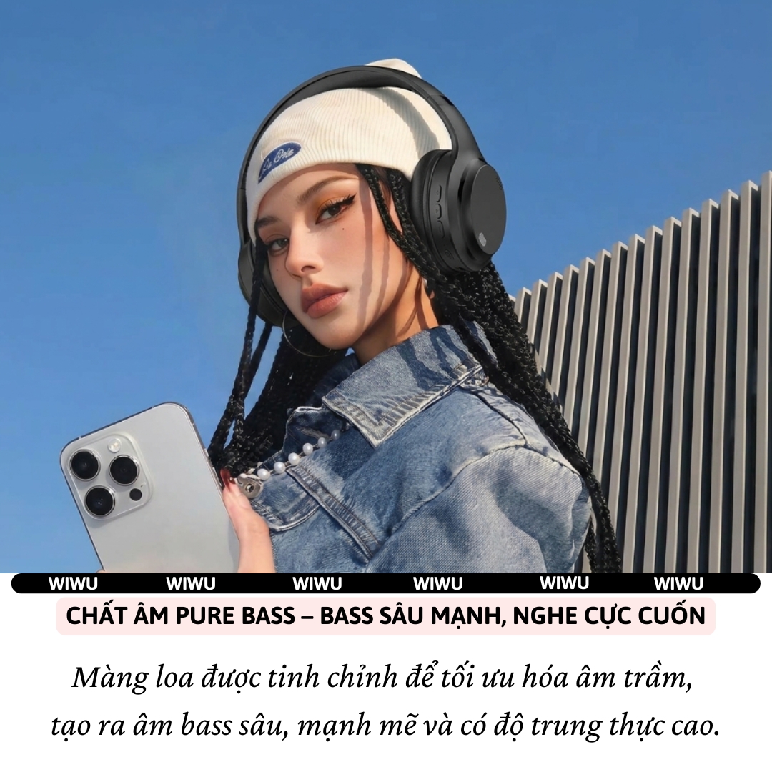 Tai Nghe chụp tai BassNova HF Headset bluetooth V5.3 + Jack AUX 3.5mm WiWU JOYSOUND TD-11 - Pin khủng, cổng AUX 3.5mm cho iPhone iPad Samsung Oppo - Pure Bass + Hi-Res Audio, nghe nhạc 25 giờ,  nghe nhạc lossless chất lượng cao - hàng nhập khẩu