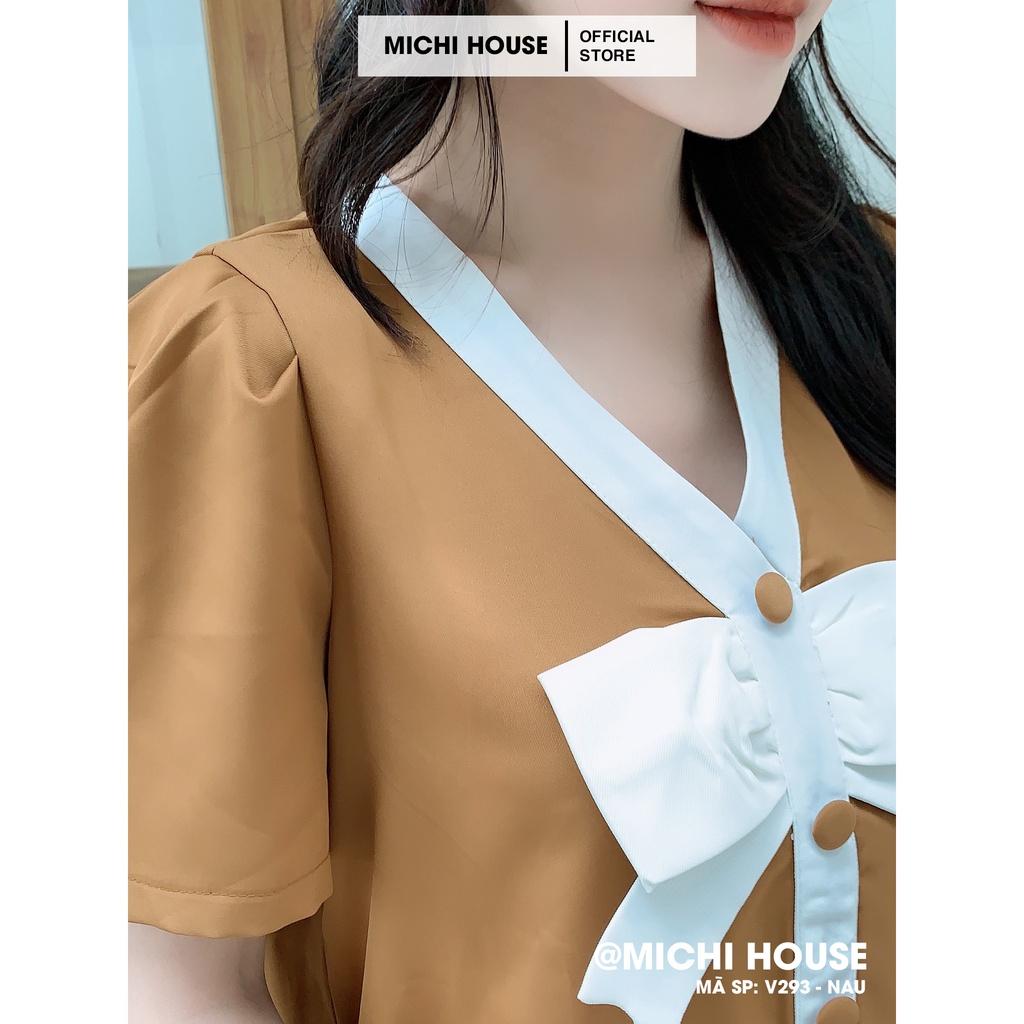 Đầm Suông Rộng Màu Đen, Nâu Cam V293 MICHI House Váy Xuông Đuôi Cá Ngắn Tay Chân Xếp Ly Freesize Mặc Bầu Xinh