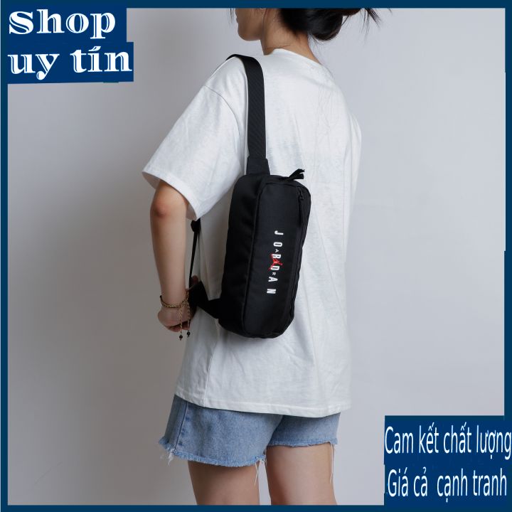 Freeship - TÚI ĐEO CHÉO JOR.DAN JUMPMAN BLACK WAIST BAG CHỐNG THẤM 2 NGĂN KHÓA KÉO