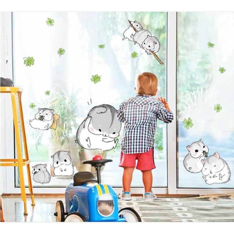 Decal dán tường hamster cute MJ7014 (90 x 110 cm)