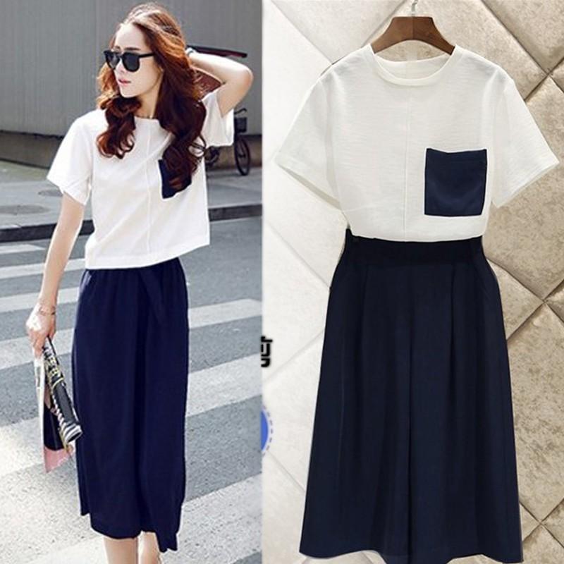 FREESHIP ĐƠN 99K_ Set Áo Cotton Lanh Ngắn Tay + Quần Lửng Ống Rộng Thời Trang Nữ