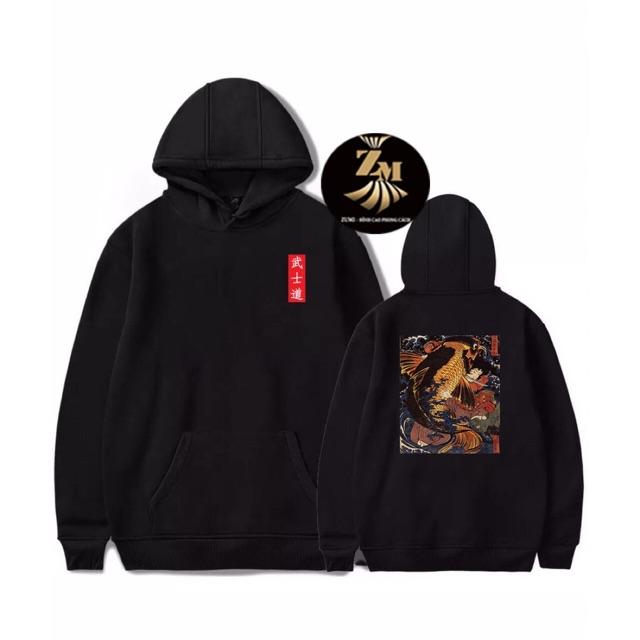 Áo hoodie unisex hoạ tiết cá có bigsize vải nỉ bông ngoại cao cấp