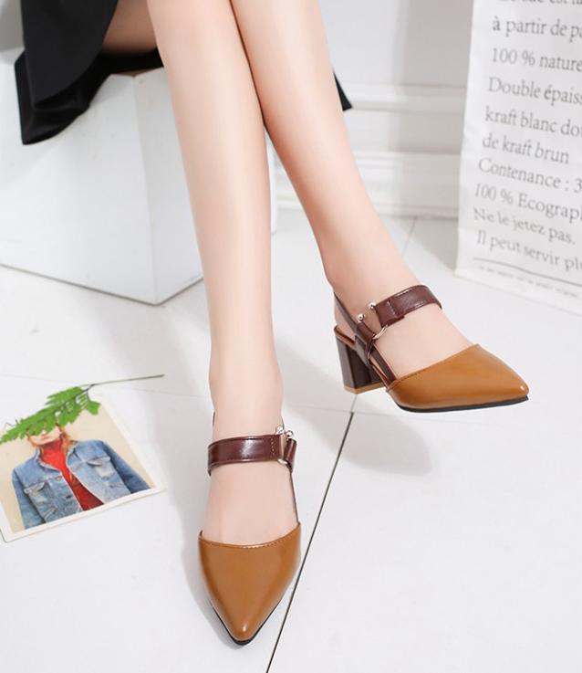 Giày Cao Gót 6CM Mũi Nhọn Gót Vuông Da Mềm Êm Chân 3Fashion - 3059