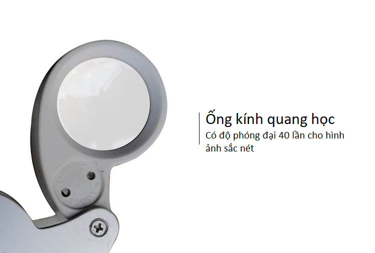 Kính lúp móc khóa cầm tay 40X tích hợp đèn led chiếu sáng M011 ( Tặng kèm miếng dán trang trí dạ quang phát sáng hình con bướm )