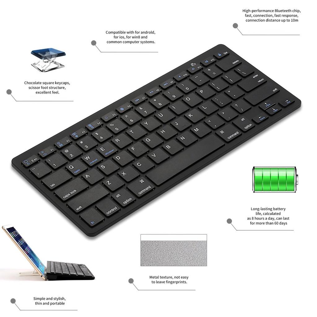 Keyboard Bluetooth Keyboard Lightweight High Quality Easy to Use Wireless Keyboard PC Laptop Computer Cordless ELEN