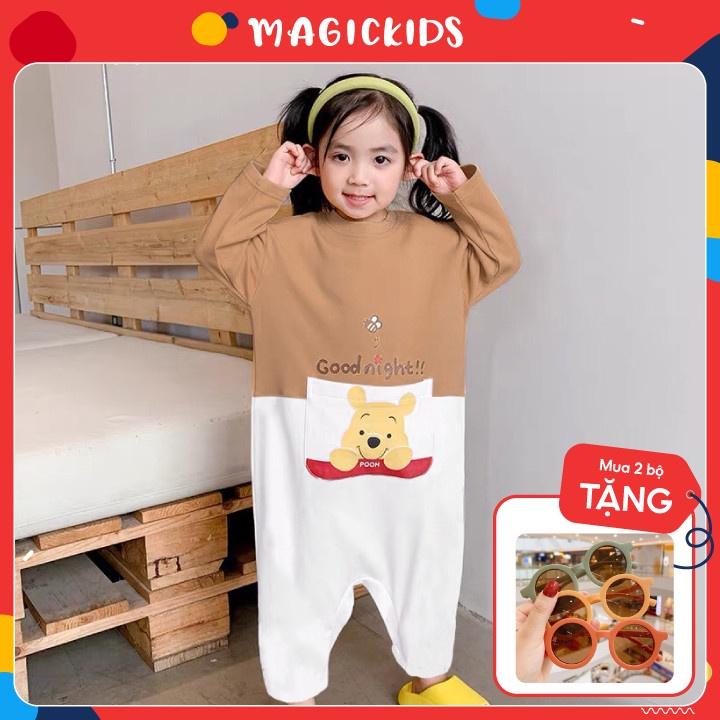 Đồ ngủ liền thân dài tay cotton cho bé gái Magickids quần áo bé gái thu đông giữ ấm, thấm hút mồ hôi Bl21002
