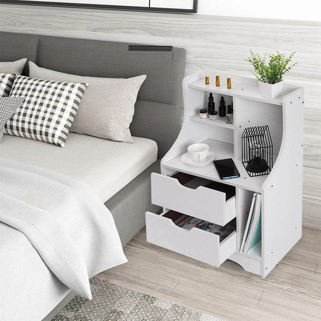 Kệ gỗ đầu giường hiện đại SMLIFE Nahar | Gỗ MDF dày 17mm chống ẩm | D50xR35xC75cm