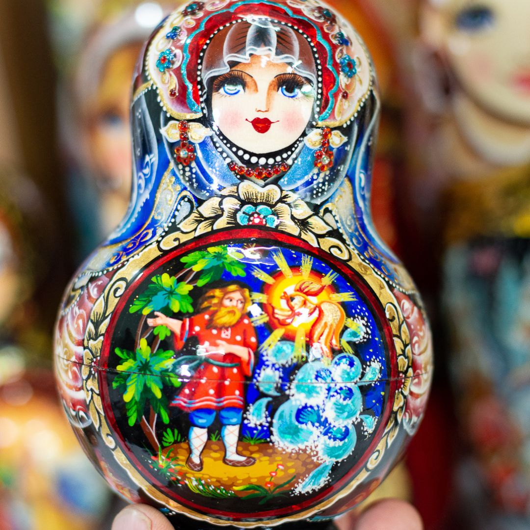 BỘ BÚP BÊ NGA MATRYOSHKA CAO CẤP 5 LỚP 15CM "CỔ TÍCH ÔNG LÃO ĐÁNH CÁ VÀ CÁ VÀNG" CỰC ĐẸP VÀ SANG TRỌNG