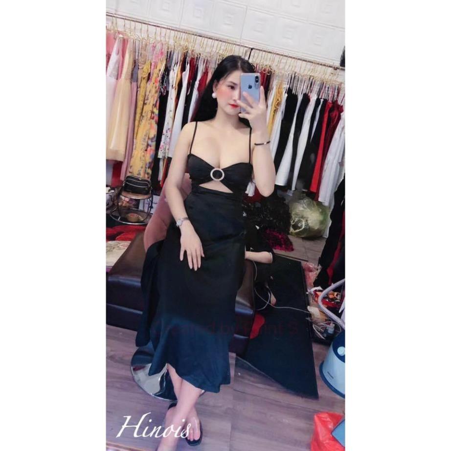 Đầm Dáng Suông 2 Dây, Váy Lụa Mềm Có Tag Đá Trước Ngực Cực Sang, Xẻ Đùi, Có 4 Màu Xanh Ngọc - Đen - Trắng - Đỏ có video